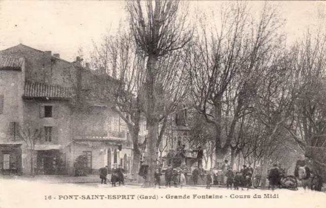 PONT-SAINT-ESPRIT 16 grande fontaine cours du midi écrite