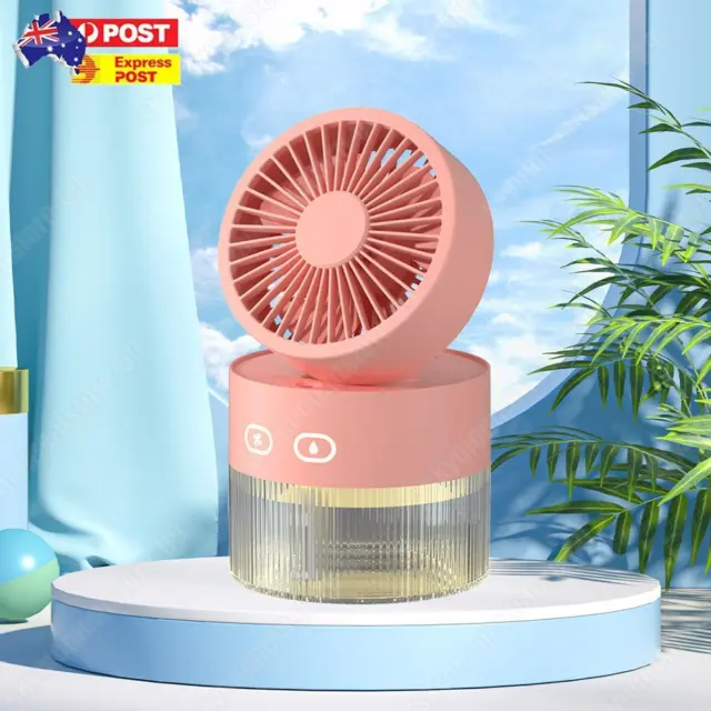 Air Cooler Fan Multifunctional Mini Spray Fan Mute Home Appliance (USB Pink) *