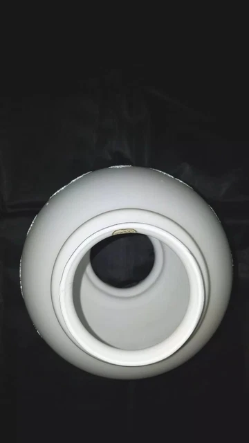 Vtg Large Victorian VV MADE IN FRANCE Satin White Embossed Glass Lamp Shade 3