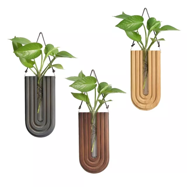 Wood Wall Planter Indoor, Propagation Station, Wooden Hanging Vase for7064