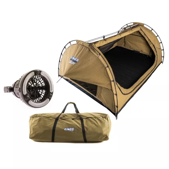 Adventure Kings Big Daddy Deluxe Double Swag + Canvas Bag + 2in1 LED Light & Fan