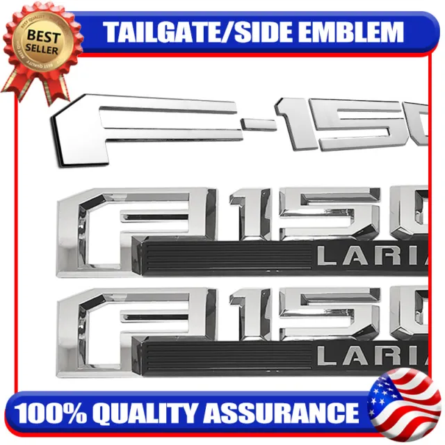 3PCS Tailgate Insert Letter Fender Side Emblem for F-150 Lariat 2018-2020 Badge