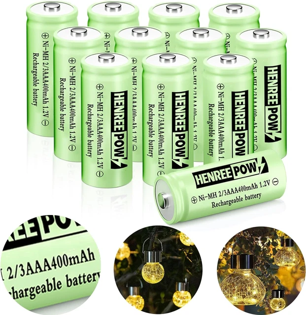 Henreepow Ni-MH 2/3AAA 1.2v 400mAh Rechargeable Batteries,Low Self-Discharge, of