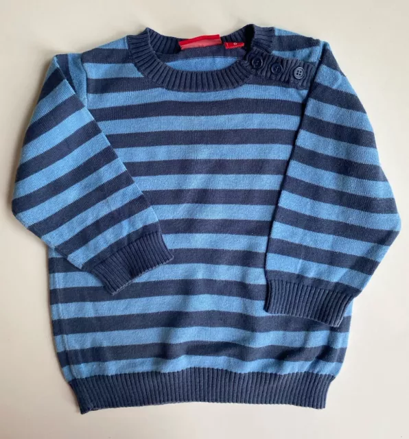 Sprout baby size 6-12 months blue stripe cotton knitted pullover jumper, VGUC