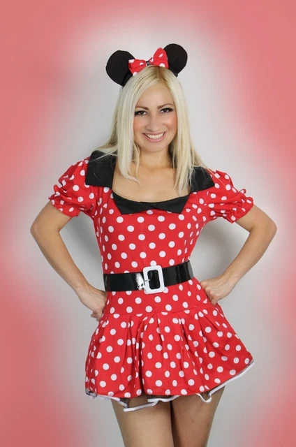 Sexy Womens Halloween ladies Minnie Red Mouse Fancy Dress Costume outfit 8-14