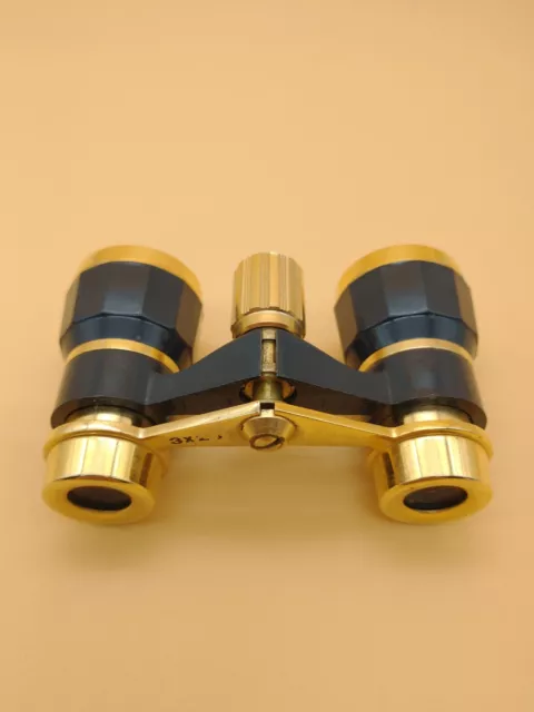 "Mini binoculares de ópera elegantes negros y latón 3x2.5 3 3/4"
