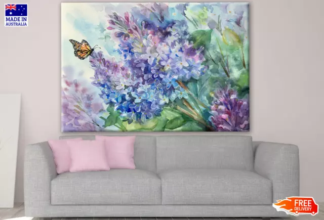 Butterfly on Flower Painting Wall Canvas Home Decor Australian Made Quality