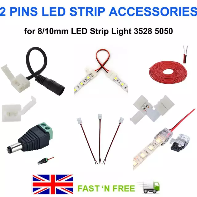 LED Strip Accessories 5pcs 2Pin 10mm Clip to Wire - UK LED Lights