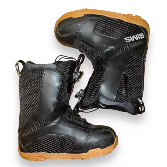 SIMS CALIBER SNOWBOARD Boots Speed Lace Black Gum Rubber Sole Mens Size ...