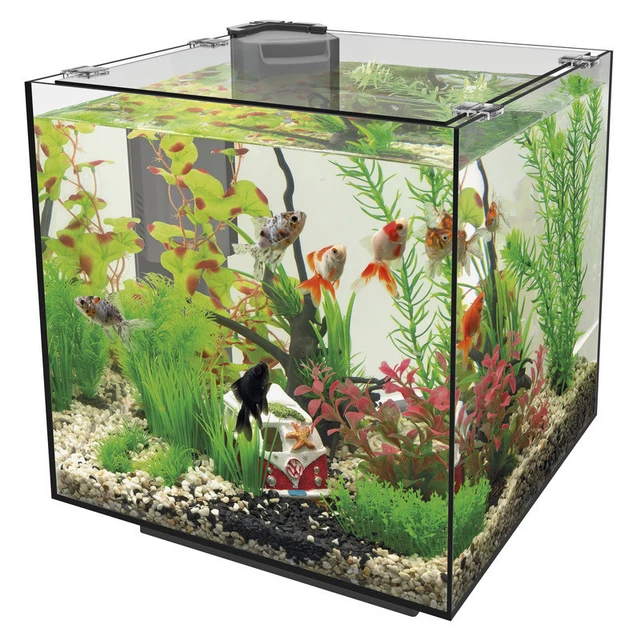 Superfish QubiQ 30 Black - 30L Nano Cube Aquarium Fish Tank Set with Filter