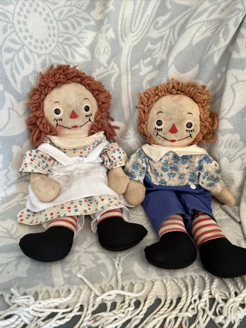 1947 Vintage Johnny Gruelle’s Raggedy Ann & Andy Dolls, See Pictures, Plus Book