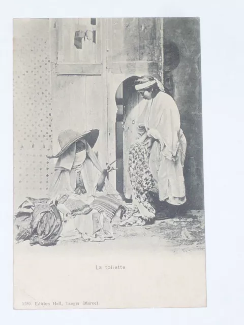 La Toilette Femmes MARRAKECH POSTCARD CPA Morocco Africa 1922