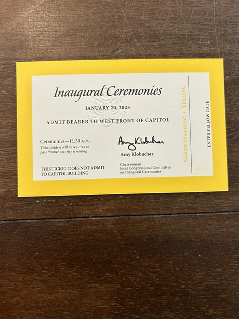 2025 PRESIDENT DONALD Trump/JD Vance Inauguration Yellow Swearing In