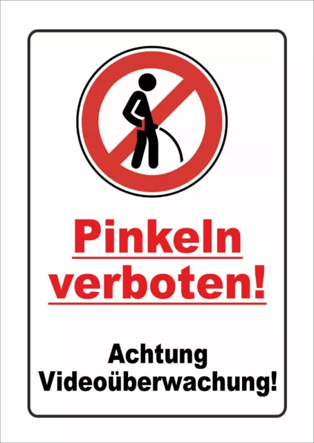 Pinkeln verboten - Videoüberwachung! Schild oder Klebeschild  - Hinweisschild