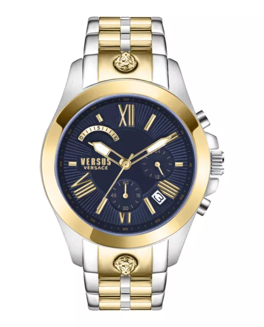 Versus Versace Mens Chrono Lion Two Tone 44mm Bracelet Fashion Watch