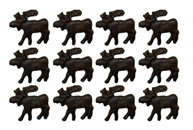 Zeckos Rustic Brown Piece Cast Iron Moose Drawer Pull Cabinet Knob Set