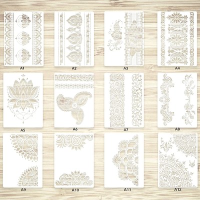12 pezzi Stencil a forma di fiore riutilizzabile 