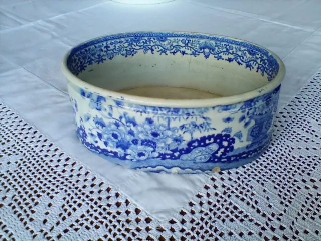 Antique pottery pearlware blue white transfer patty pan AF FREE P & P