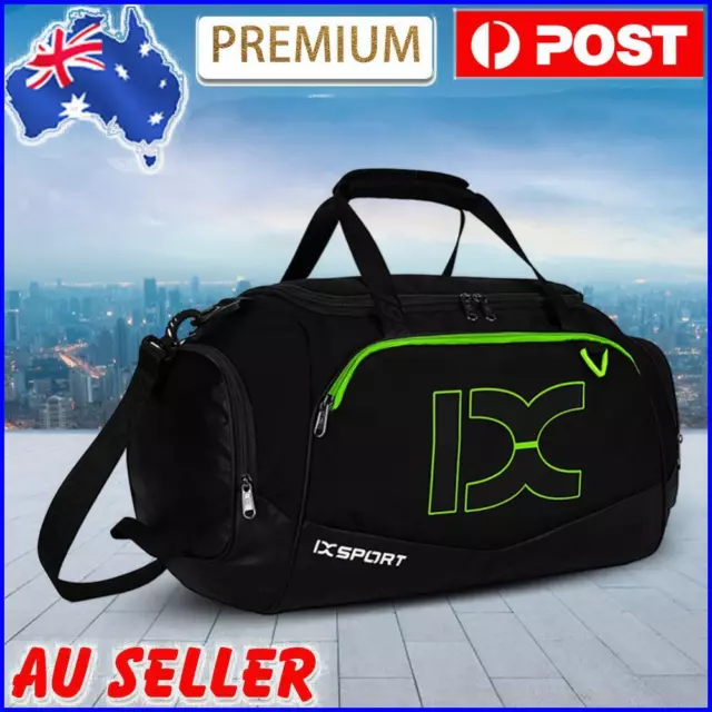 Polyester Sports Bag Large Capacity Sports Backpack for Men Women (Black Green)