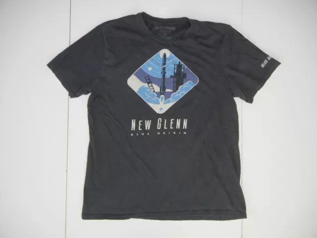 BLUE ORIGIN NEW GLENN Gray Cotton AMAZON AERO-SPACE TRAVEL T-SHIRT Launch Men L