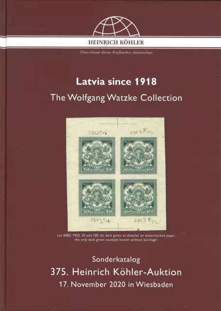 Heinrich Köhler-Auktion 375 (2020): Lettonia dal 1918. The Wolfgang Watzke Coll.