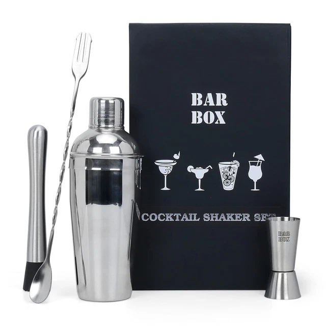 4 Pièces Cocktail Shaker Set Alimentaire Acier Inoxydable Barman Kit Barre Set