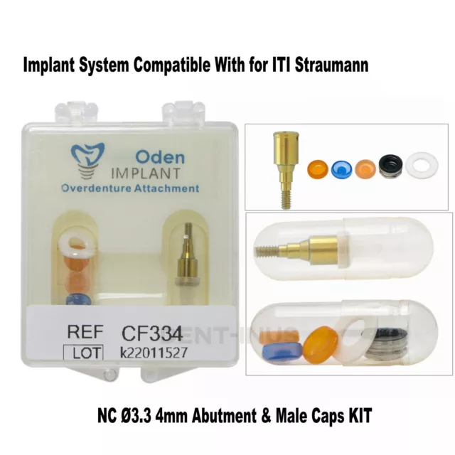 Dental Attachment Abutment&Overdenture Male Caps Kits fits ITI NC Ø3.3 4mm