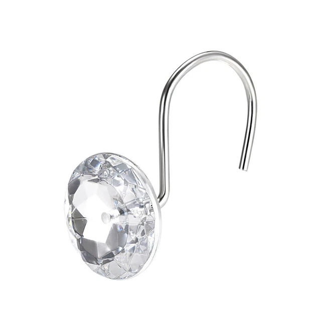 Shower Curtain Hooks Home Bathroom Curtain Rod Hangers Rings Transparent 12Pcs