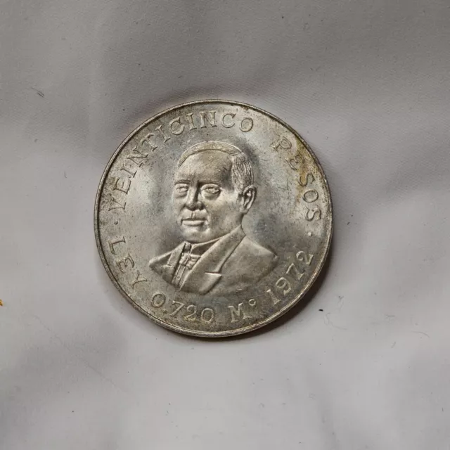 Mexico 1972 25 Pesos .720 Silver Coin KM# 480 Benito Juarez