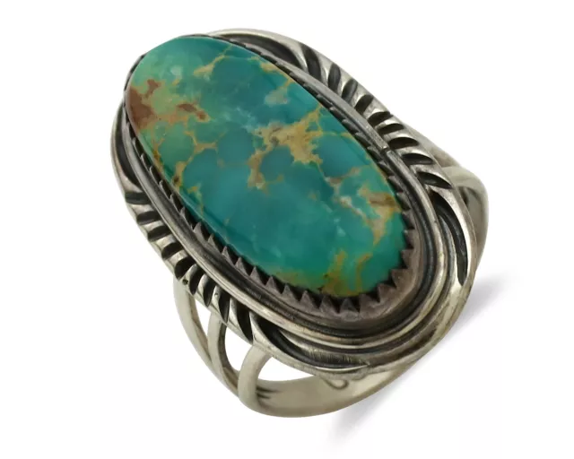 Navajo Ring 925 Silver Natural Blue Turquoise Artist Signed USA C.80's