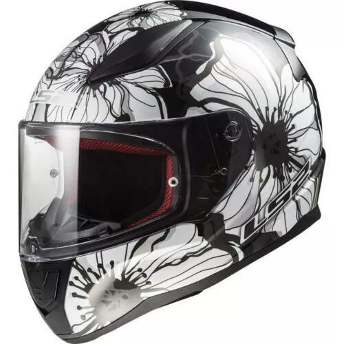 Ls2 Ff353 Rapid Poppies Black White Full Face Motorcycle Motorbike Crash Helmet