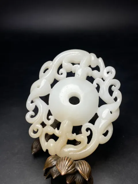 Chinese Exquisite Handmade Dragon carving Hetian Jade Pendant