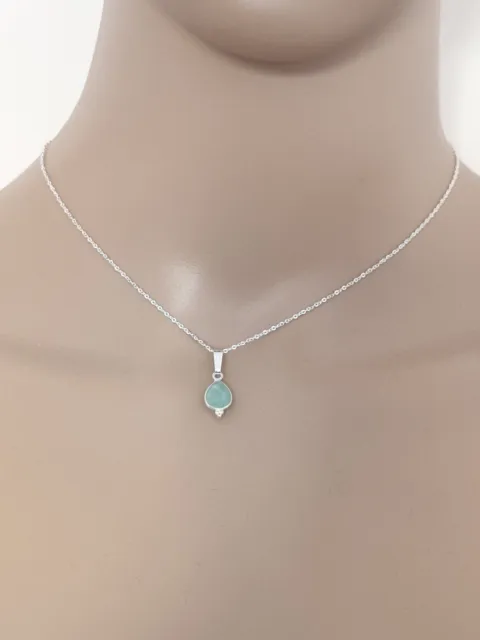 Collier  femme Pendentif Amazonite en argent 925 Neuf thanina bijoux