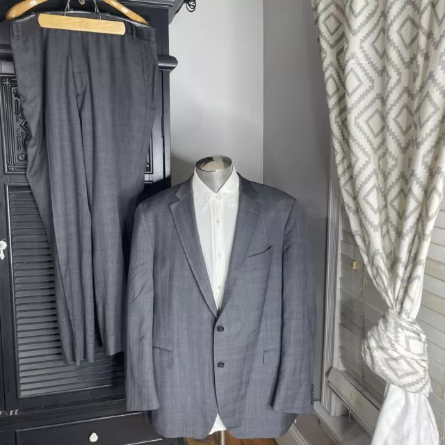 Peter Millar Glen Paid Men 2pc Gray Suit Jacket Wool 46T 40X33