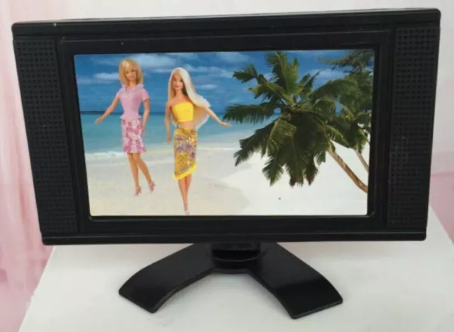 Mini Fake TV for 11.5in Doll Plastic Furniture Flat Screen Detachable LCD TV Toy