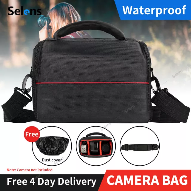 Selens Large Camera Bag Shockproof Carry Case SLR DSLR Lens For Canon EOS +Cover