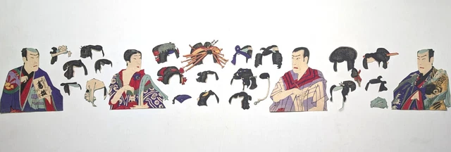 Japanese Ukiyo-e Woodblock Print 4-787 Kabuki actor wig play Toyohara Kunichika