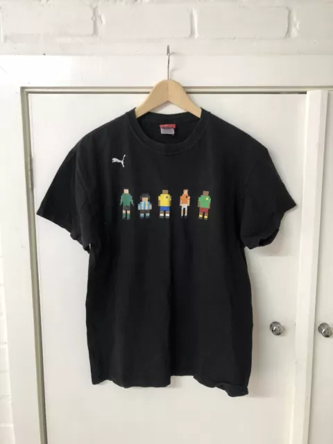 Mens Puma Pixel Football Pele Maradona T-Shirt Size Medium M Black