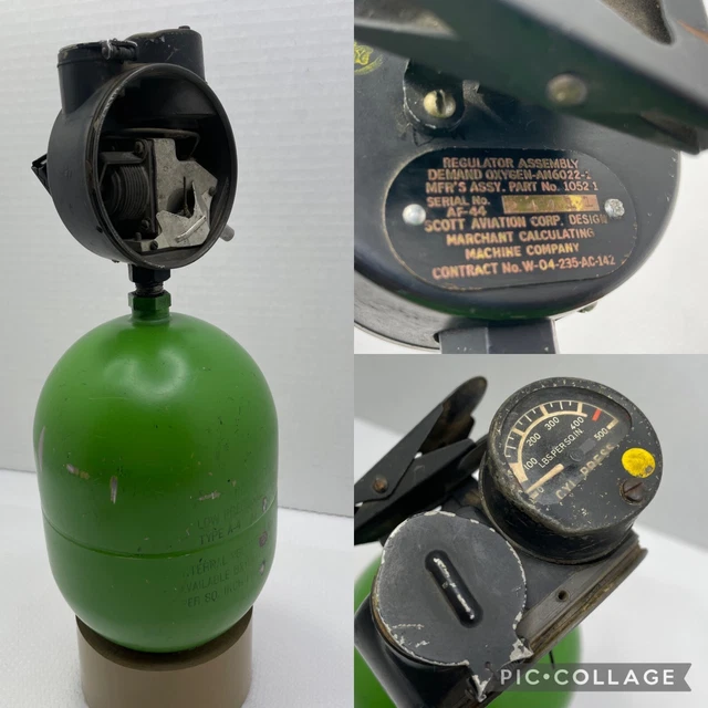 WW2 USAAF Type A-4 Gunners/Bombers B-17 & B-24 Walk Around Oxygen Bottle 1943