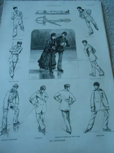 1880 Engraving - The Skate Skates Spinning Crossed Back etc