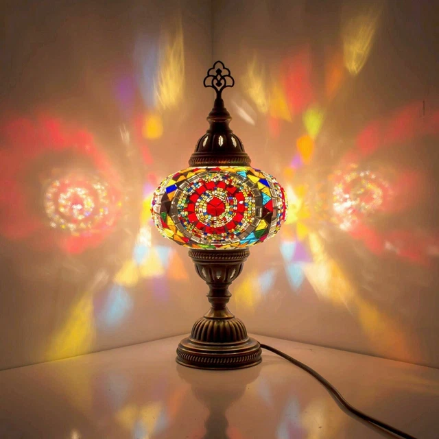 Lampada tavolo da scrivania con lampada multicolore a mosaico marocchino turco