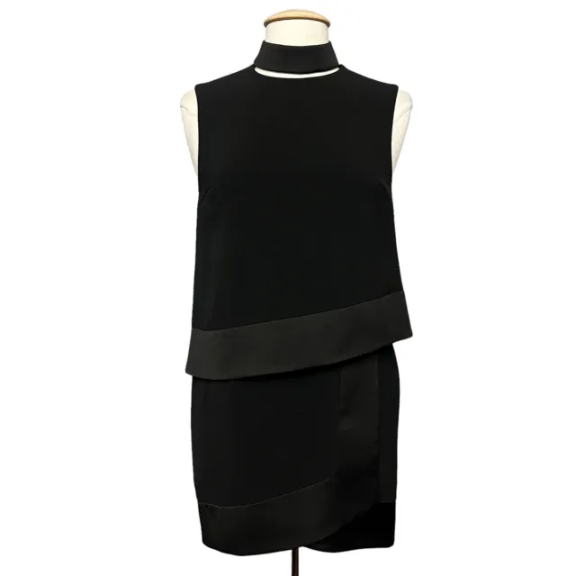 AQ/AQ Womens Dress 6 Tera Black Choker Neck Sleeveless Overlay Shift Mini Cockta