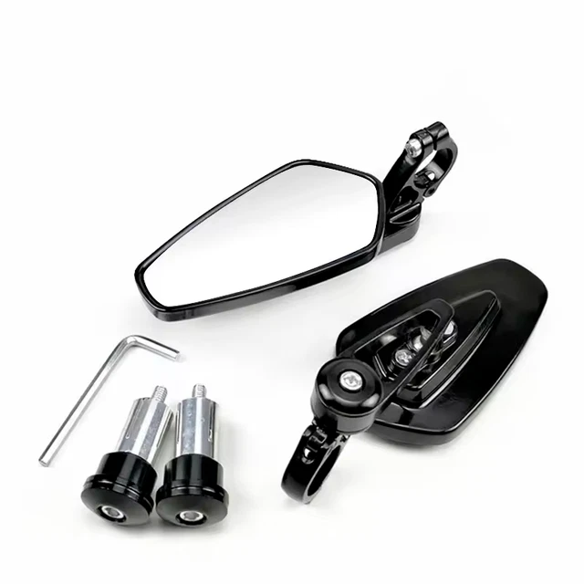 CNC Aluminum Bar End Mirrors – Tear Drop / Racer Style – Pair – Black – For Ducati Scrambler – VMP
