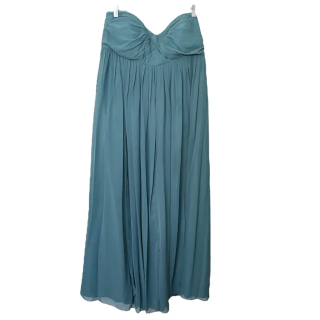 Jenny Yoo Collection Mira Convertible Dress Teal Bridesmaid Gown Women’s Size 14