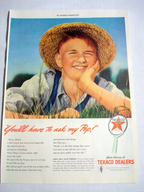 1942 Color Texaco Dealers Ad You'll Have to Ask My Pop!