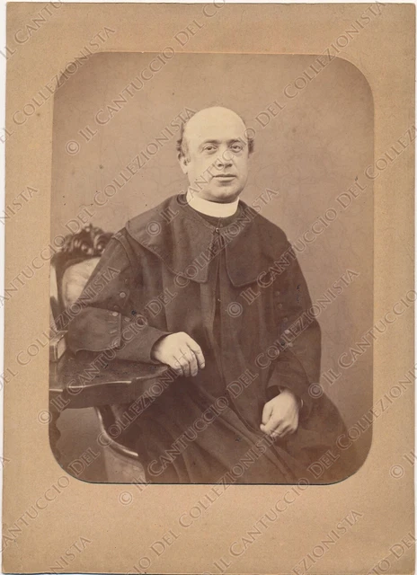 1880c Ritratto Prete Fotografia albumina Giacomo Rossetti Brescia