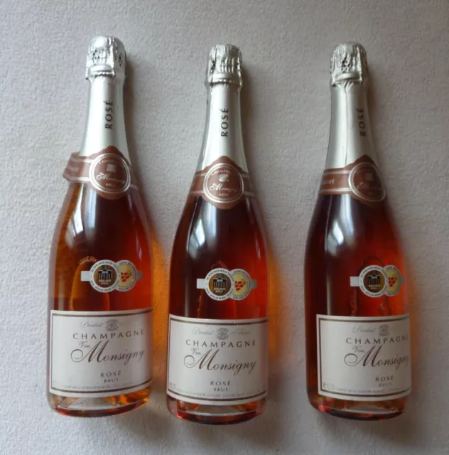 3 Flaschen Champagner Veuve Monsigny Rosé Brut