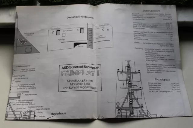 Fairplay ASD Schottelschlepper Bauplan im Maßstab 1:50 der Bauplan