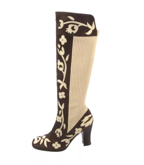 Womens DOLCE & GABBANA Suede Printed Boots Size 6.5 (One of A Kind!)