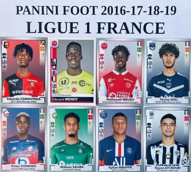 2016-19 Mbappe Osimhen Saliba Maximin Foot Panini Ligue 1 Choose Cards & Stickers